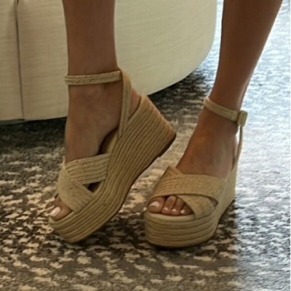 SOLD NEW Steven New York Ramey Raffia Platform Sandal Cream White Size 7.5 - Picture 4 of 12